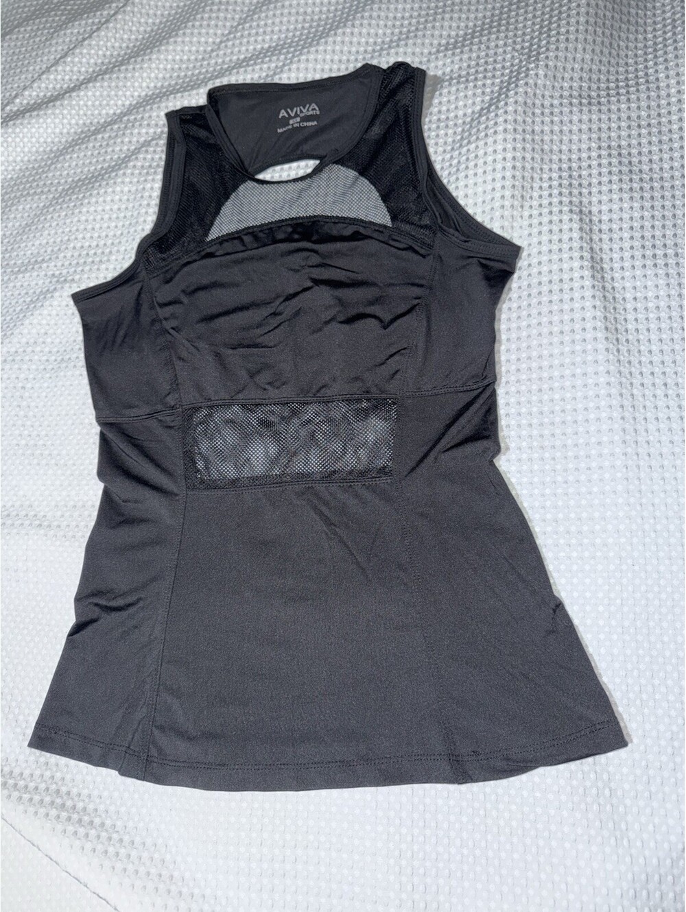 🎄 AVIVA Black Workout Fitness Tank Top Mesh Panels New With Out Tag Medium